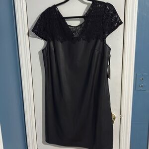 Black faux leather dress